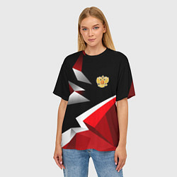 Футболка оверсайз женская Russia uniform - красный и черный, цвет: 3D-принт — фото 2