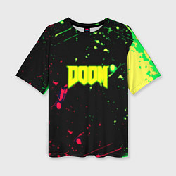 Женская футболка оверсайз Doom кислотные краски
