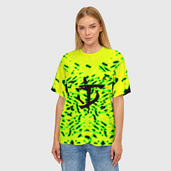 Футболка оверсайз женская Doom кислотный стиль лого, цвет: 3D-принт — фото 2