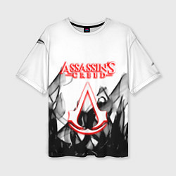 Женская футболка оверсайз Assassins Creed огненное лого гейм
