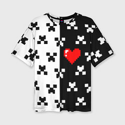 Женская футболка оверсайз Minecraft pattern love