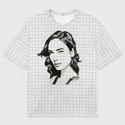 Футболка оверсайз женская Рисунок Галь Гадот в тетради в клетку, цвет: 3D-принт