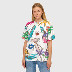 Футболка оверсайз женская Детский принт, цвет: 3D-принт — фото 2