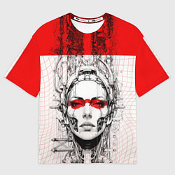 Женская футболка оверсайз Футуристичная женщина-андроид