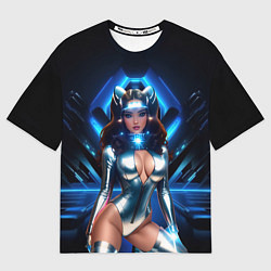Футболка оверсайз женская Космическая девушка в блестящем костюме с ушками, цвет: 3D-принт
