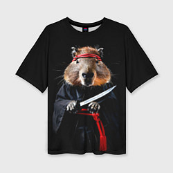 Футболка оверсайз женская Капибара ниндзя, цвет: 3D-принт