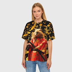 Футболка оверсайз женская Капибара самурай, цвет: 3D-принт — фото 2