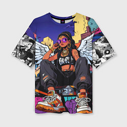 Женская футболка оверсайз Городской ангел - urban style