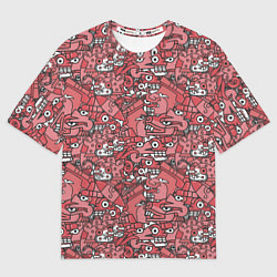 Женская футболка оверсайз Ацтеки и звери