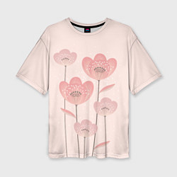 Женская футболка оверсайз Розовые полевые цветы