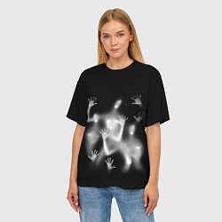 Футболка оверсайз женская Белые призрачные силуэты Y2K, цвет: 3D-принт — фото 2
