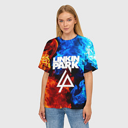 Футболка оверсайз женская Linkin park битва огней, цвет: 3D-принт — фото 2
