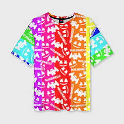 Футболка оверсайз женская Marshmello rainbow, цвет: 3D-принт