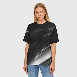 Футболка оверсайз женская Чёрно белая геометрия, цвет: 3D-принт — фото 2