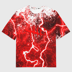 Женская футболка оверсайз Dead by daylight молнии в красках