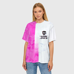 Футболка оверсайз женская Game over pink abstraction, цвет: 3D-принт — фото 2
