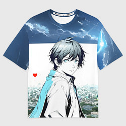 Футболка оверсайз женская Аниме город, цвет: 3D-принт