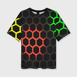 Женская футболка оверсайз Hexagon neon