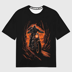 Футболка оверсайз женская Мотоциклист с черепом, цвет: 3D-принт
