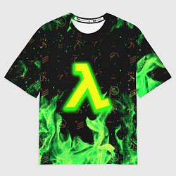 Футболка оверсайз женская Half life огонь зеленый, цвет: 3D-принт