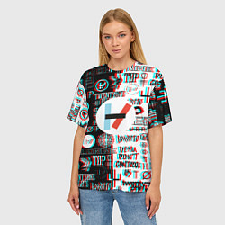 Футболка оверсайз женская Twenty one pilots glitch pattern, цвет: 3D-принт — фото 2