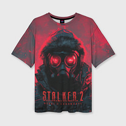 Женская футболка оверсайз Stalker 2 в противогазе