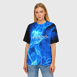 Футболка оверсайз женская Horizon zero dawn flower, цвет: 3D-принт — фото 2