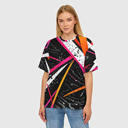 Футболка оверсайз женская Разноцветные праздничные линии, цвет: 3D-принт — фото 2