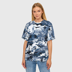 Футболка оверсайз женская Камуфляж серо синий, цвет: 3D-принт — фото 2