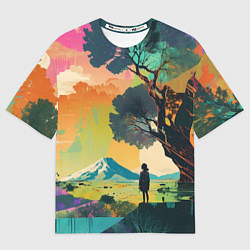 Футболка оверсайз женская На природе абстракция, цвет: 3D-принт