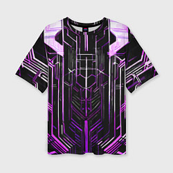 Женская футболка оверсайз Purple lines on a black background
