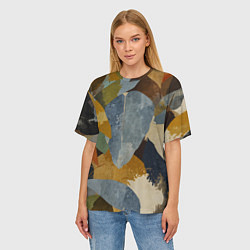Футболка оверсайз женская Акварельные листья абстракция, цвет: 3D-принт — фото 2