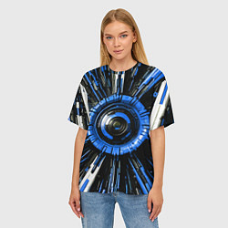 Футболка оверсайз женская Чёрно-синяя сфера киберпанк, цвет: 3D-принт — фото 2
