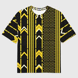 Футболка оверсайз женская Жёлтые обои на чёрном фоне, цвет: 3D-принт