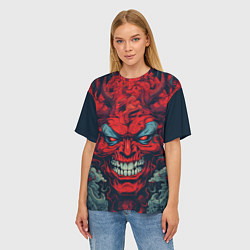 Футболка оверсайз женская Red demon Oni, цвет: 3D-принт — фото 2