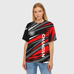 Футболка оверсайз женская Changan - Red sport, цвет: 3D-принт — фото 2
