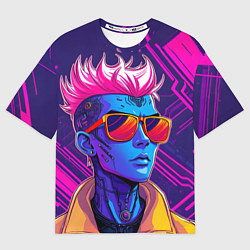 Женская футболка оверсайз Неоновый панк