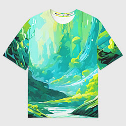Футболка оверсайз женская Зелёная кислотная абстракция, цвет: 3D-принт