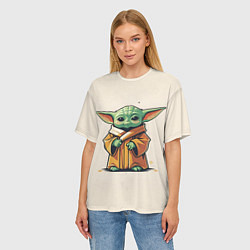 Футболка оверсайз женская Малыш Грогу - Мандолорец, цвет: 3D-принт — фото 2