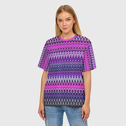 Футболка оверсайз женская Сиренево-розовый узоры, цвет: 3D-принт — фото 2