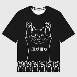 Футболка оверсайз женская 30 Seconds to Mars - кот рок, цвет: 3D-принт