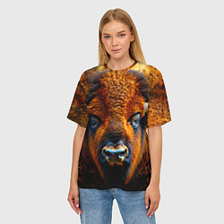 Футболка оверсайз женская Голова бизона, цвет: 3D-принт — фото 2