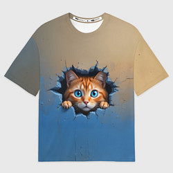 Футболка оверсайз женская Выглядывающий котенок, цвет: 3D-принт