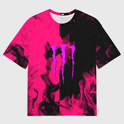 Футболка оверсайз женская Monster energy fire pink, цвет: 3D-принт