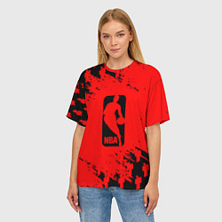 Футболка оверсайз женская NBA краски баскетбол, цвет: 3D-принт — фото 2