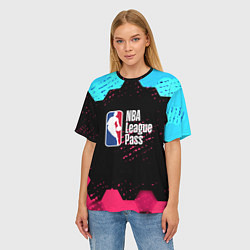 Футболка оверсайз женская NBA баскетбол соты неон, цвет: 3D-принт — фото 2