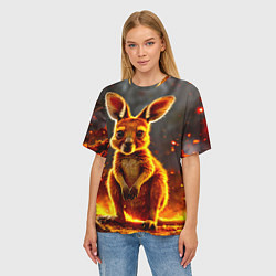 Футболка оверсайз женская Кенгуру в огне, цвет: 3D-принт — фото 2
