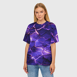 Футболка оверсайз женская Фиолетовая разбитая текстура, цвет: 3D-принт — фото 2