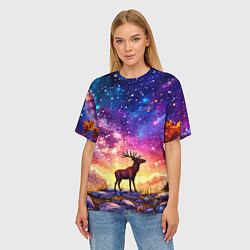 Футболка оверсайз женская Лось и звездное небо, цвет: 3D-принт — фото 2