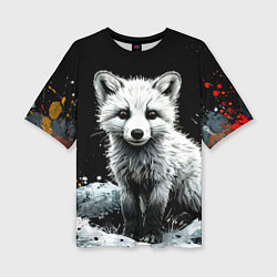 Женская футболка оверсайз Песец на черном